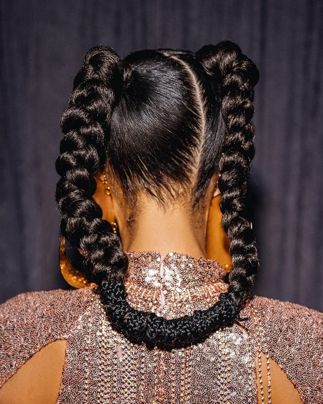 Braided High Ponytails Conected In A Loop