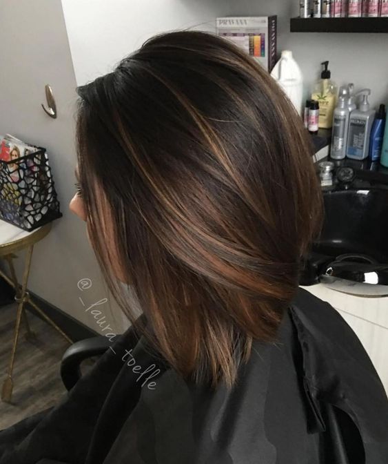 Chocolate Brown Bob With Subtle Highlights