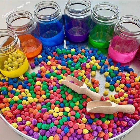 Color Sorting Sensory Activity With Chickpea