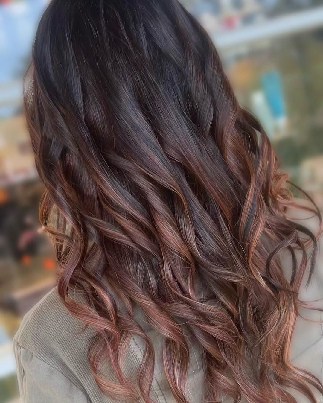 Dark Rich Color With Copper Balayage