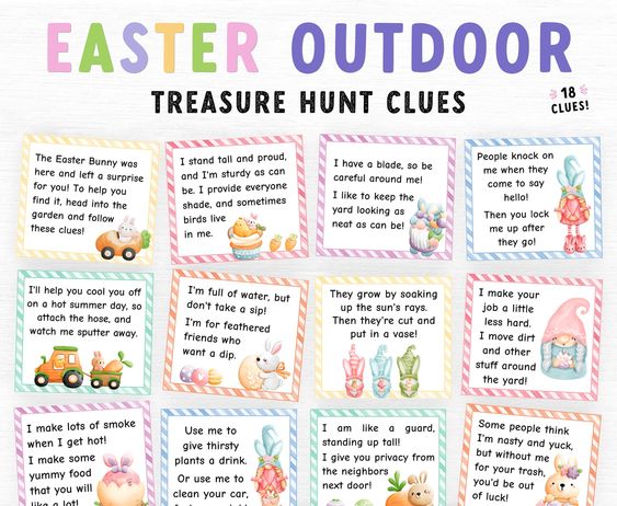 Easter Outdoor Treasure Hunt Clues
