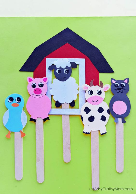 Farm Animals Craft Sticks Puppets