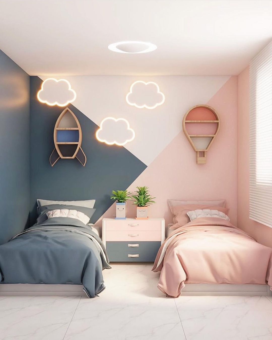 Gray And Pink Shared Boy And Girl Kids Room