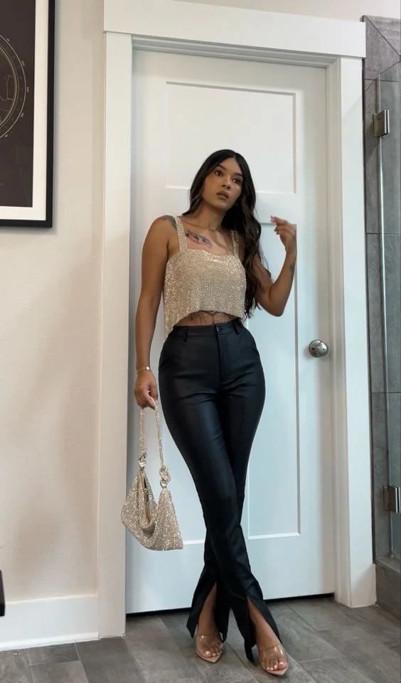 Leather Pants And Sparky Tank Top