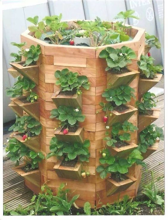 Octagonal Strawberry Towe With Slanted Side Mini Planters