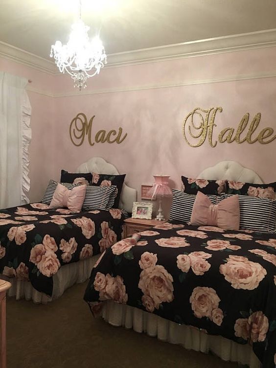 PInk Kids Room With Gold And Gray Accents