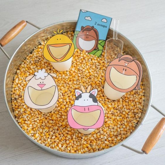 Paper Cup Craft Feed The Animals With Corn Kernel