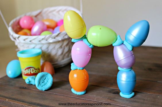 Plaric Eggs and Play Dough Building Activities