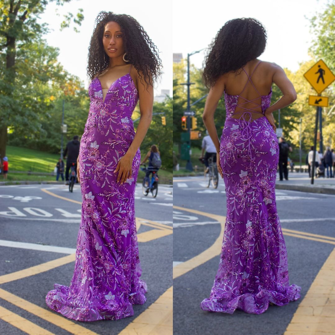 Purple Column Dress With Open Laced Back