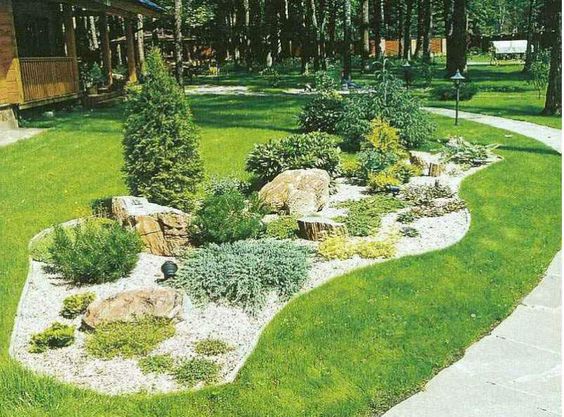 Rock Garden With Evergreens