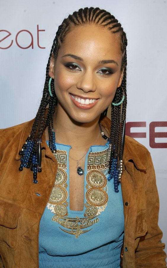 Straight Back Cornrows With Beads
