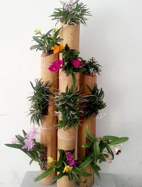 Bamboo Tall Planter With Openigd
