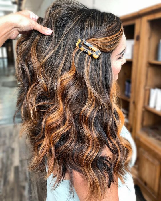 Black Hair With Copper Highlights