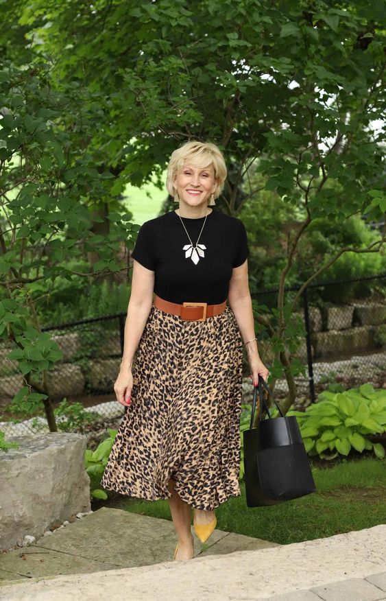 Black Tee And Leopard Print Skirt