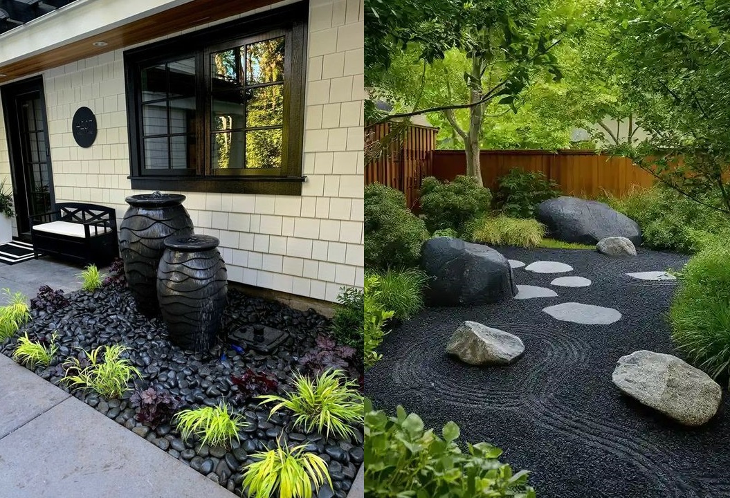 Black rock landscaping