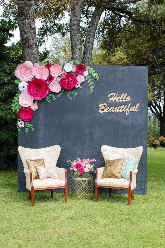 Chalkboard With Jumbo Paper Flowers