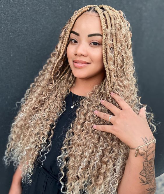 Champaigne Blonde Boho Box Braids