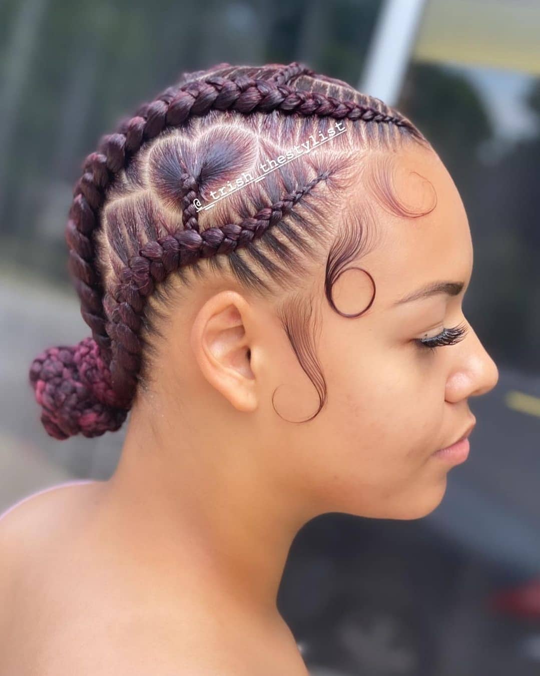 Chunky Cornrows With Pierced Heart Pattern