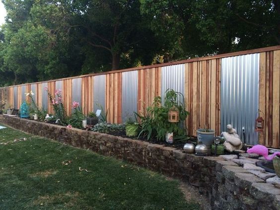 Corrugated Iron And Wood Planks Fence