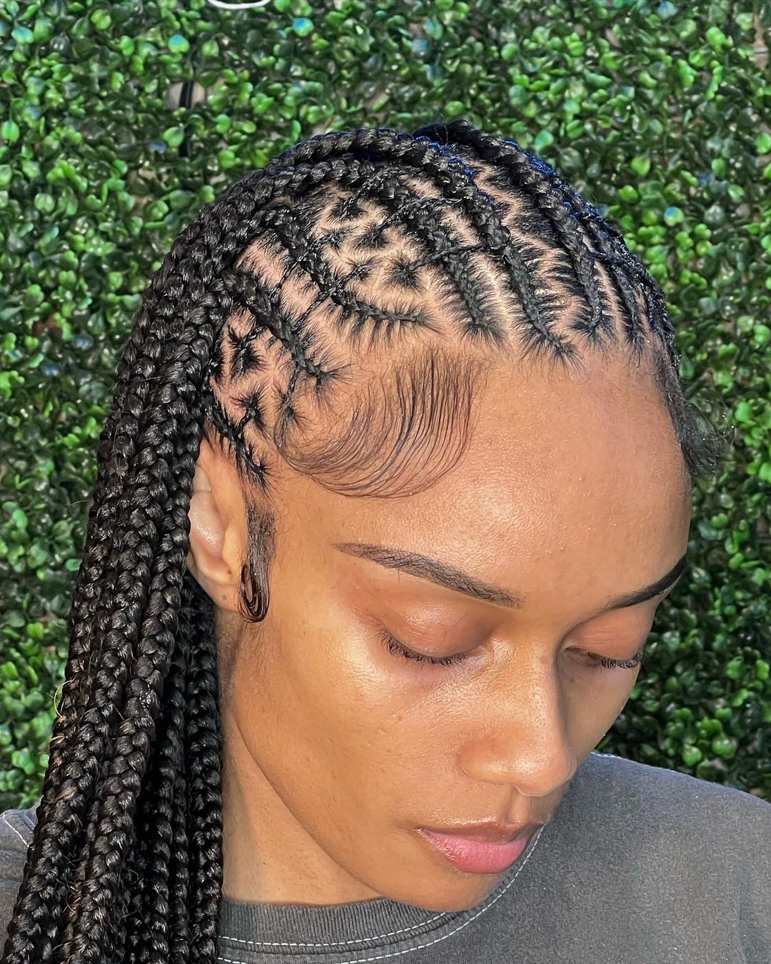Filani Braids With Triangle Parted Micro Braids