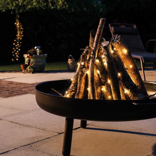 Fire Pit With Solar String Lights