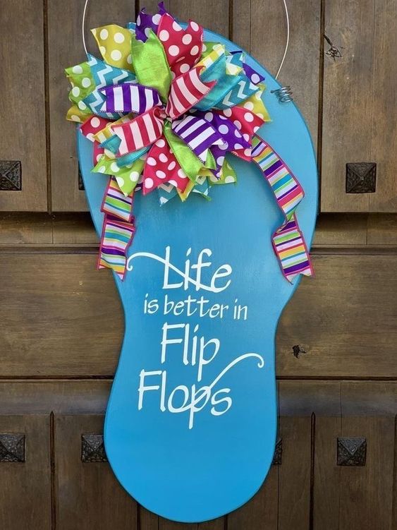 Flip Flop With Ribbons Door Hanger