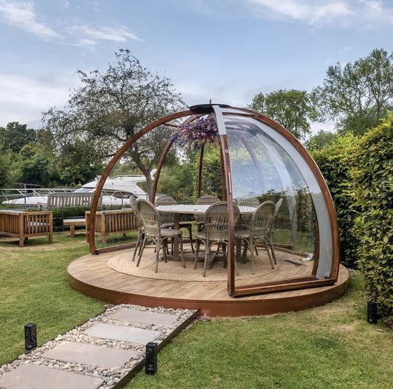 Glass Dome Gazebo With Sliding Doors