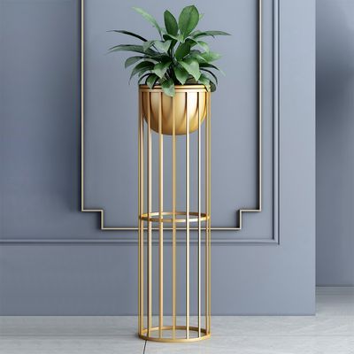 Gold Planter On Tall Stand