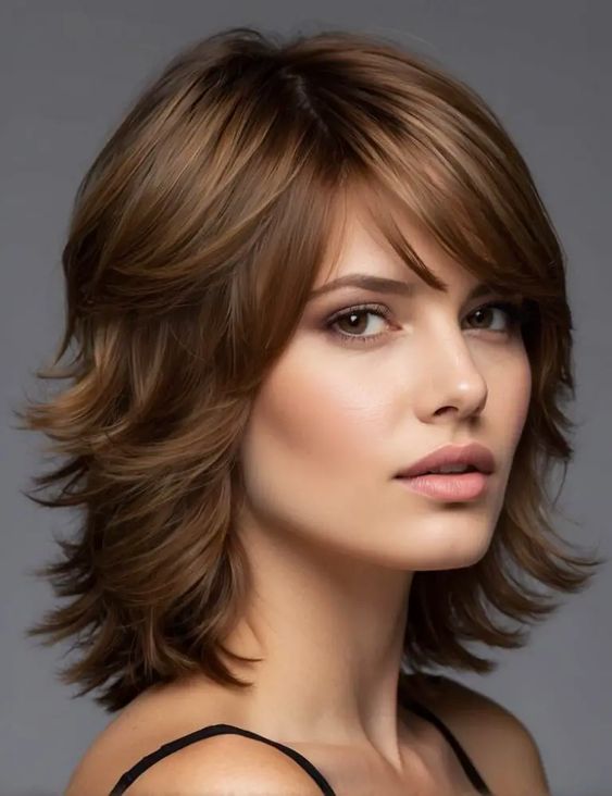 Golden Brown Shaggy Long Pixie