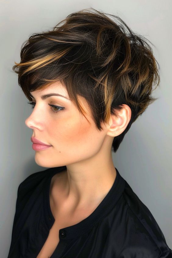 Golden Streaks On Pixie Cut