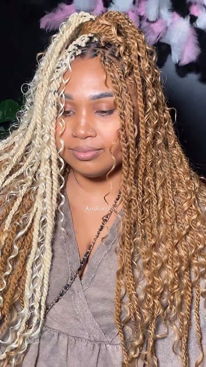 Half Blonde Half CVaramel Boho Twist Braids