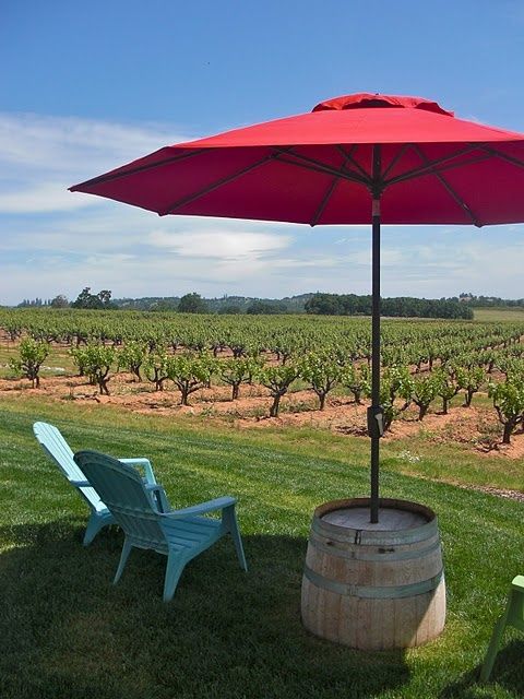 Half Wine Barrel Umbrella Stand