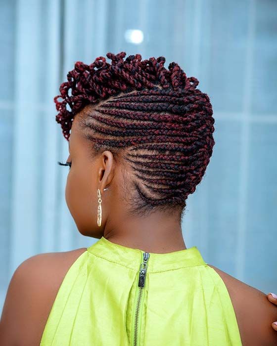 Horizontal Cornrows With Boxbraids On Top