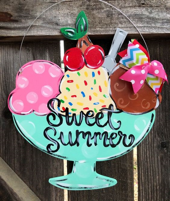 Ice Cream Sunday Door Hanger