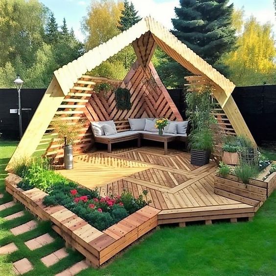 Iregular Geometrical Gazebo On Raise Platform