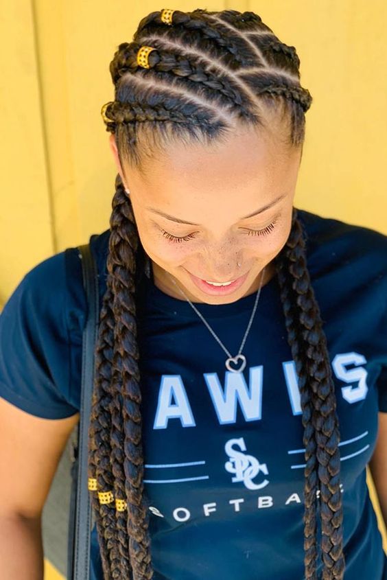 Large Herringbone Cornrows With Cuffs