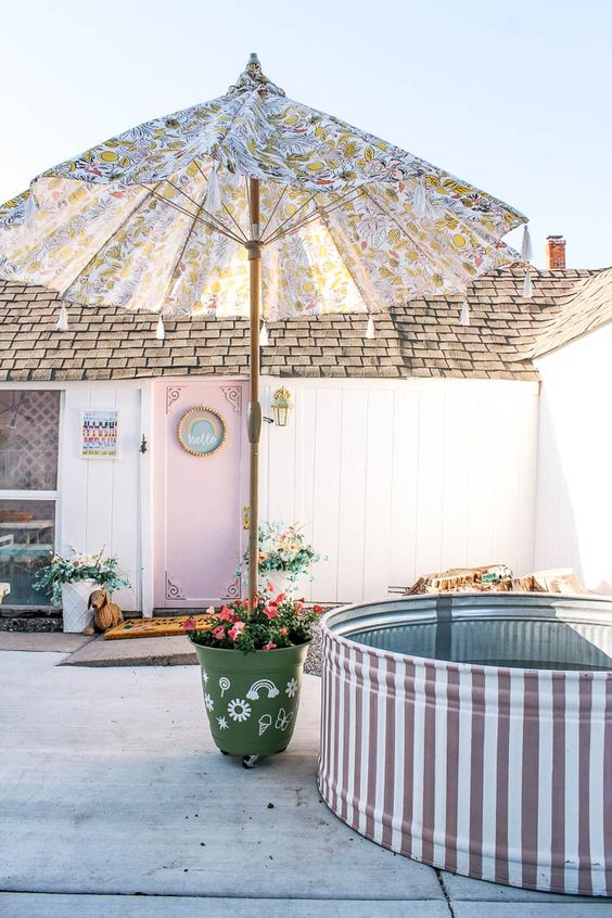 Large Planter On Wheels Umbrella Stand