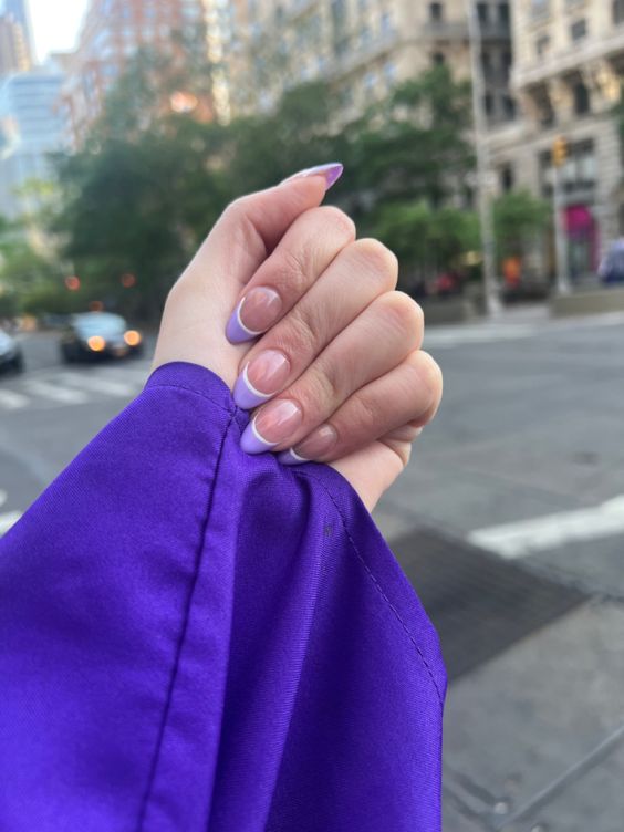 Lavander French Tip With White Line