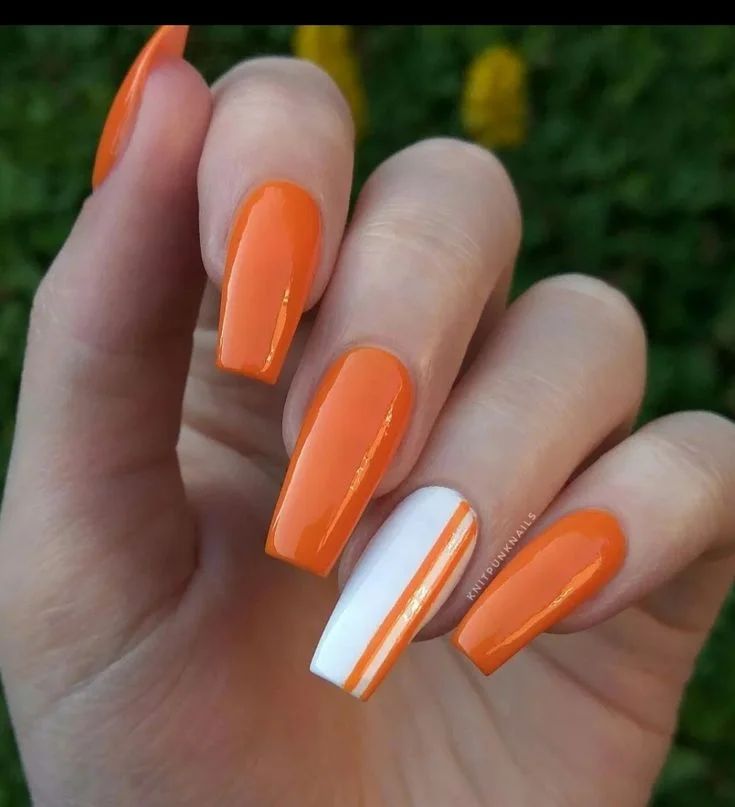 Long Orange And White Accent