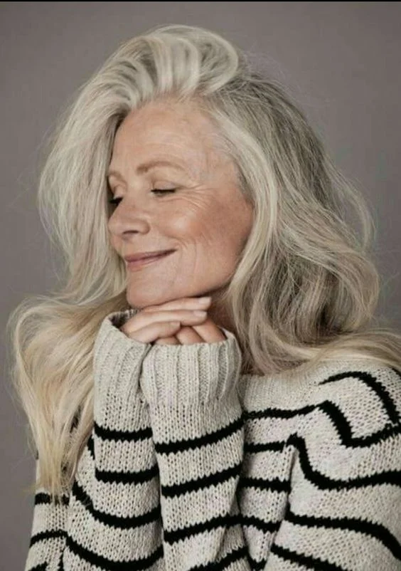 Long Silver Fox Hair With Blonde Highlights