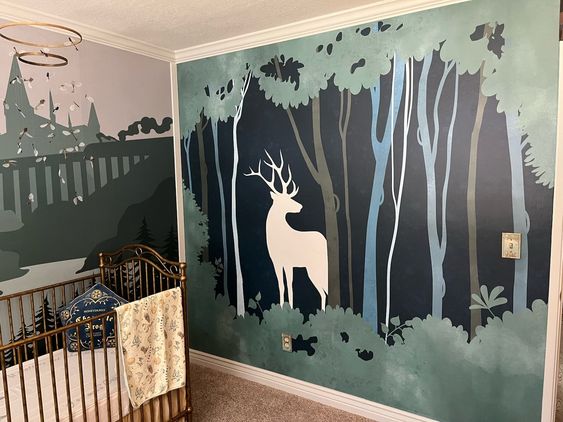 Magic Dear In Forest Mural