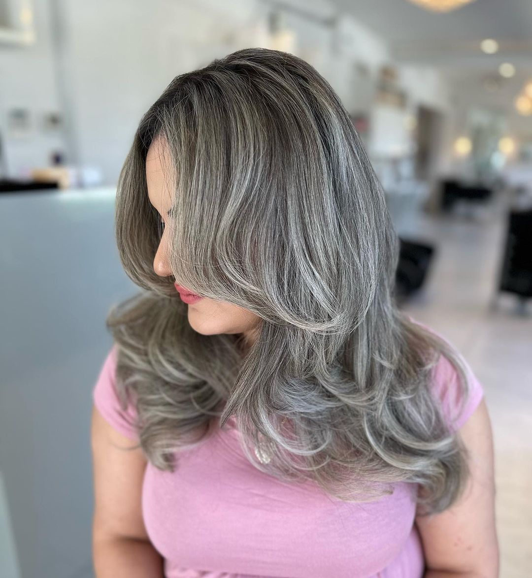 Medium Lenght Gray Fox Butterfly Cut