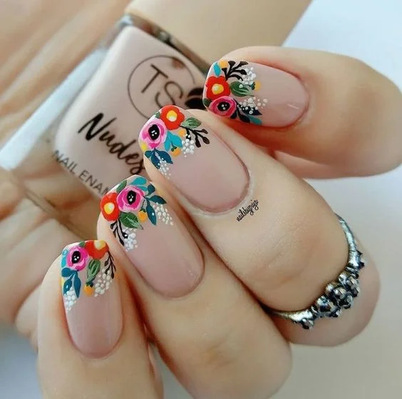 Mexican Flowers French Mani