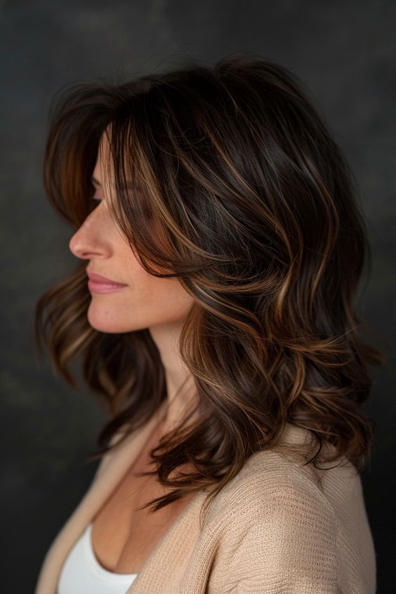 Mocha Brown Balayage Lowlights