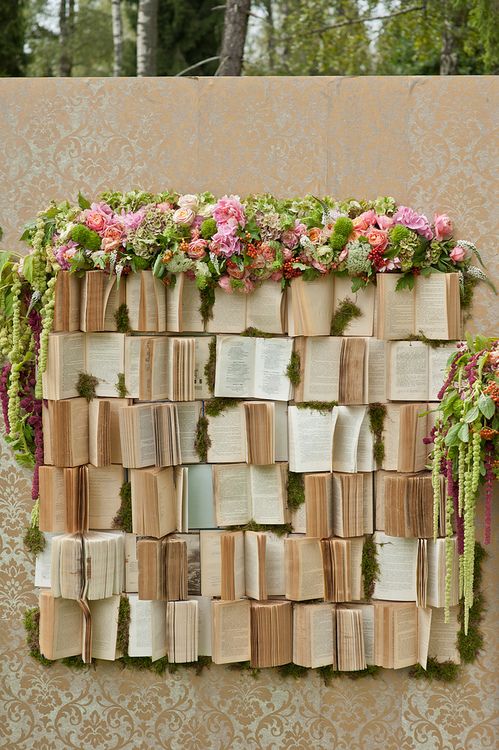 Old Books and Flowers Backdrop