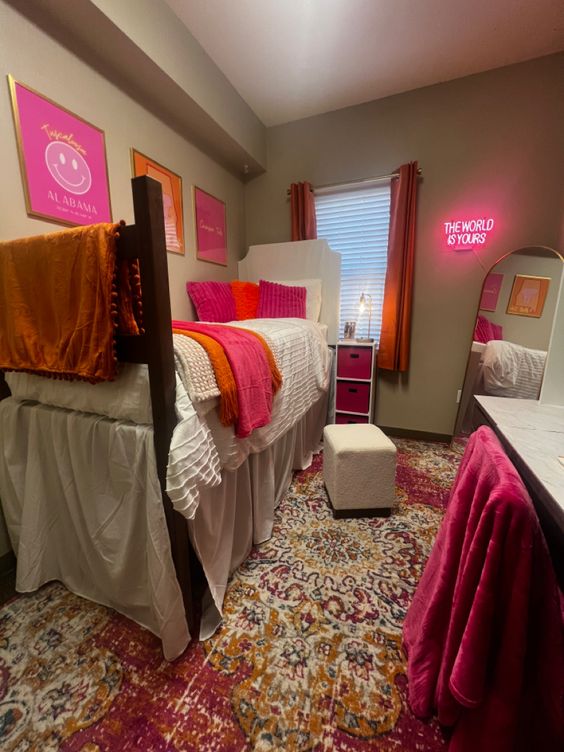 Orange And Pink Blankets, Pillows And Wall Art