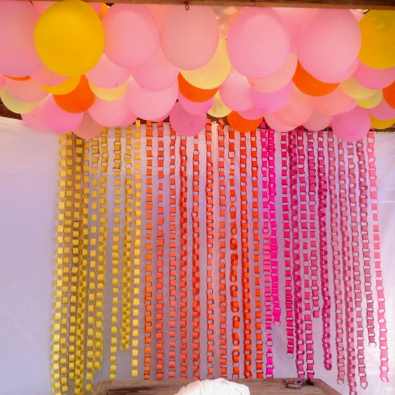 Paper Chain And Balloon Backdrop