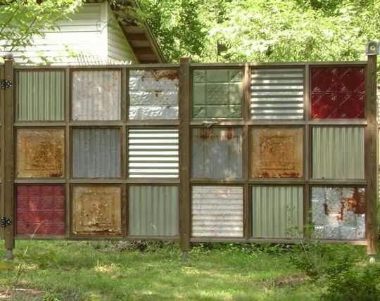 Patchwork Fence of Corrugated Metal Panneling