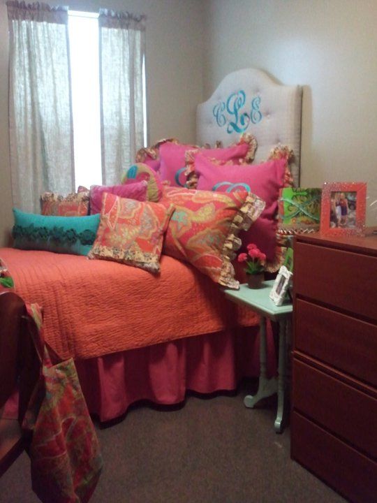 Pink And Orange Covers With Pink And Orange patterened Pillows