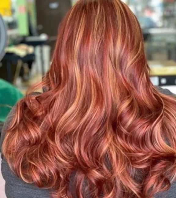 Red And Cherry Blonde Highlights